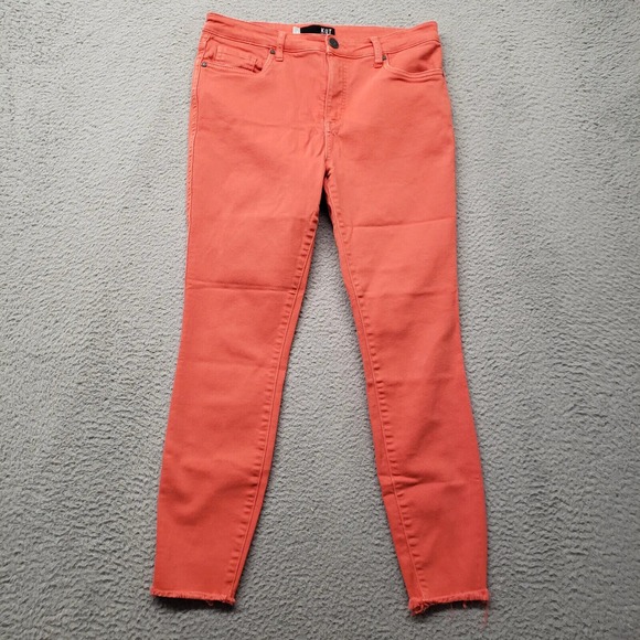 KUT from the Kloth Pants Womens 8 Orange Skinny Raw Hem Casual Logo Pockets - Picture 1 of 16